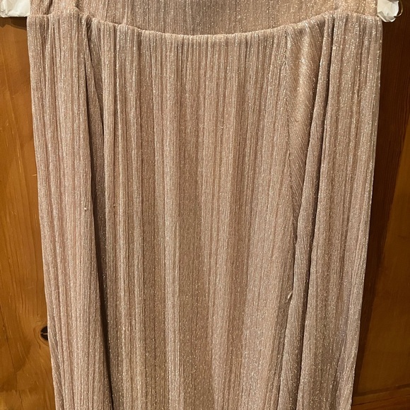 ANTHROPOLOGIE MAEVE METALLIC ROSE GOLD PLEATED ACCORDION MIDI - Size - Medium - Picture 2 of 7